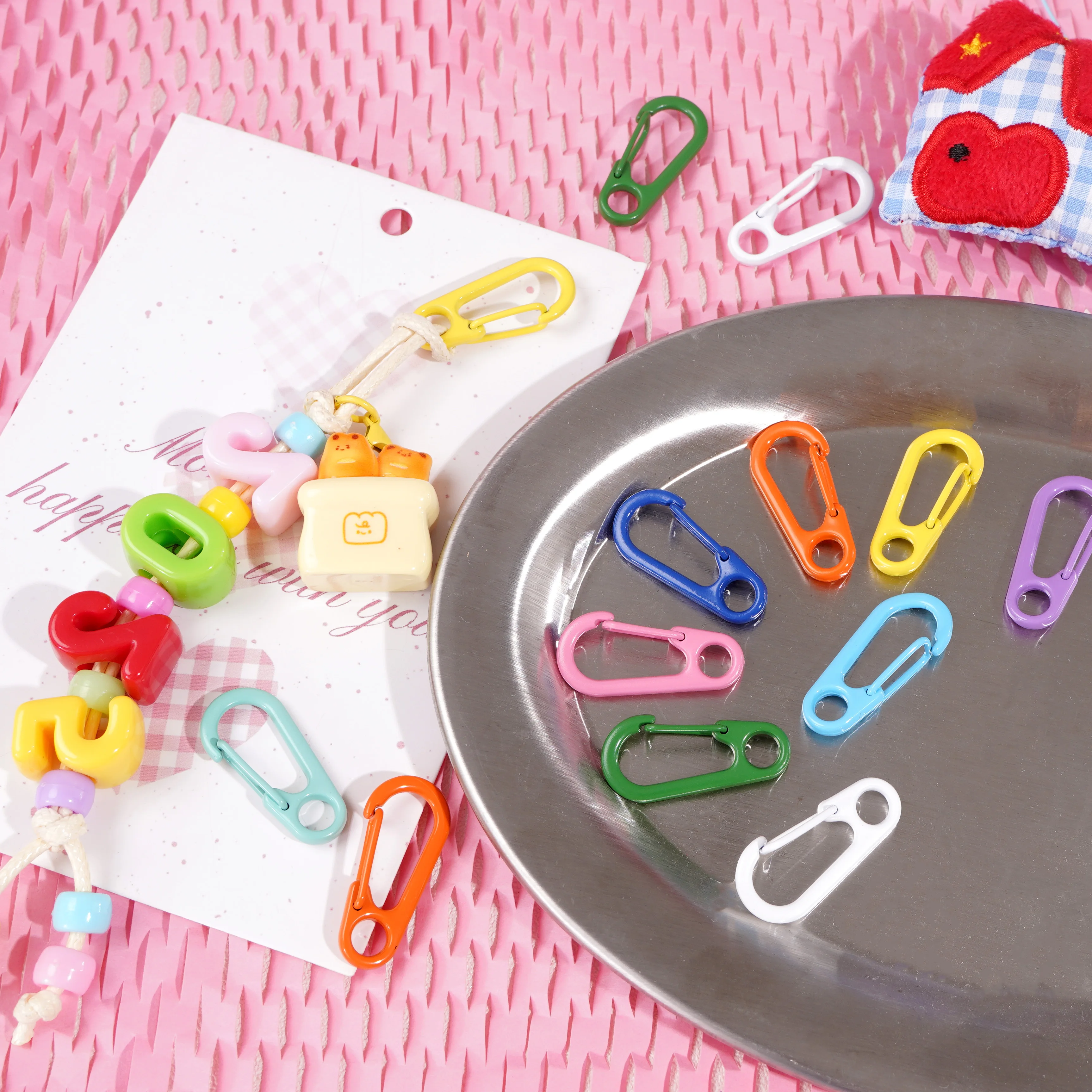 New 2/10Pcs 14x31mm Alloy Spray Painted Keychain Metal Connecting Clasps For Jewelry Pendants Bag Buckle Making Findings