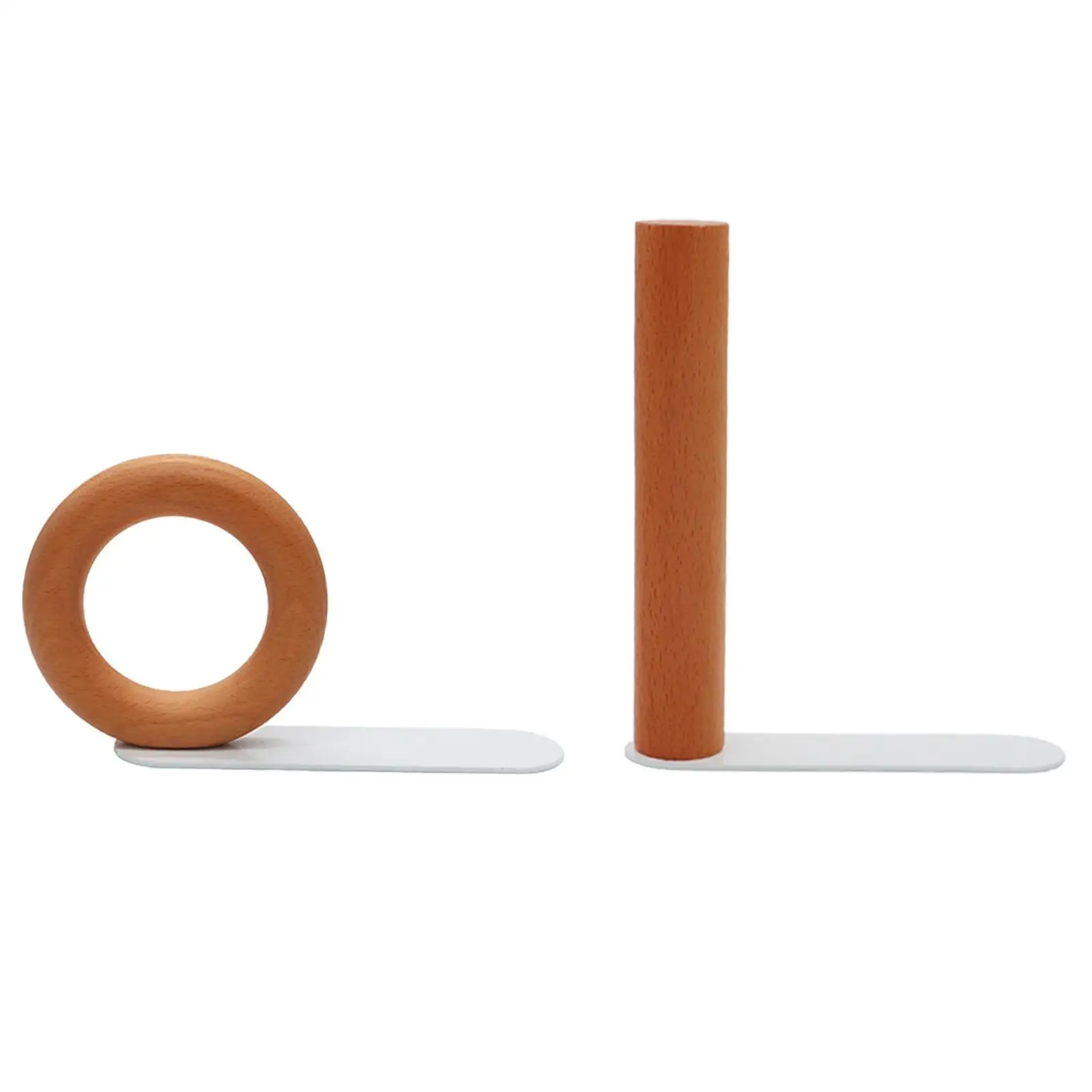 Wood Book End Decoration Geometric Decorative Bookend Desktop Ornament Book Support for Shelves Bedroom Library Office Desktop