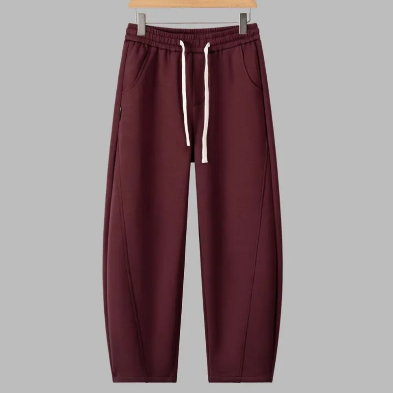 2024 new sweatpants for men with plush loose fit and slimming casual sports pants, versatile wide leg straight leg pants