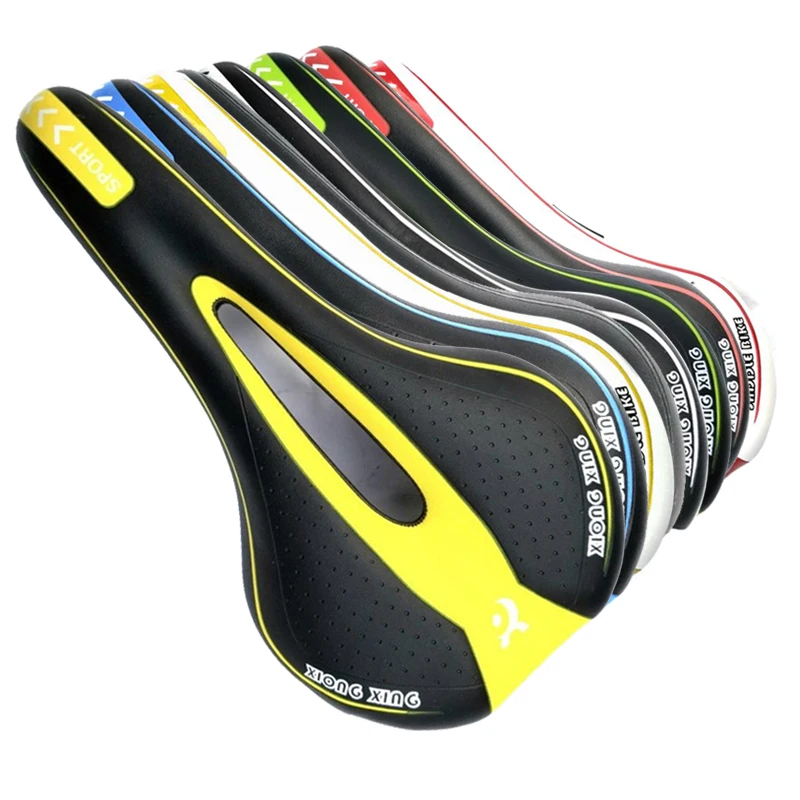 MTB Bicycle Saddle Mountain Road Bike Seat Cushion Leather Hollow Mountain Memory Foam Bike Saddle Shockproof Cycling Cushion