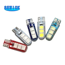 Discount 100PCS T10 194 2825 W5W LED 6 SMD Silica Gel Waterproof Light Auto Parking Bulb Silicone Shell Car Reading Dome lamp