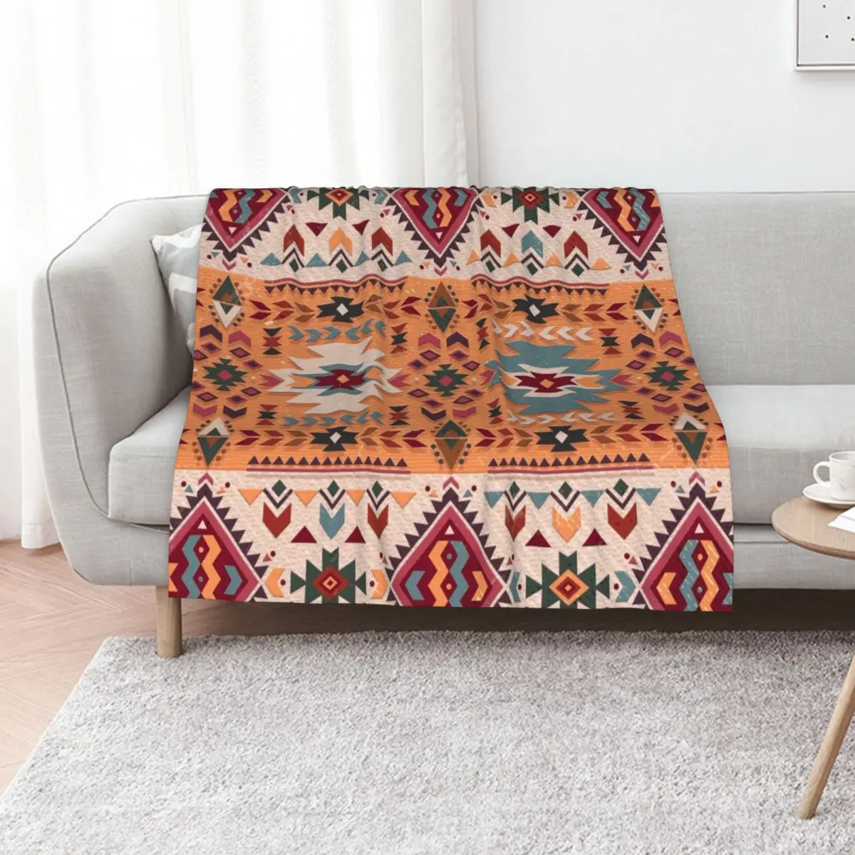Navajo Design Throw Blanket funny gift for sofa Soft Nap Flannels Cute Plaid Blankets