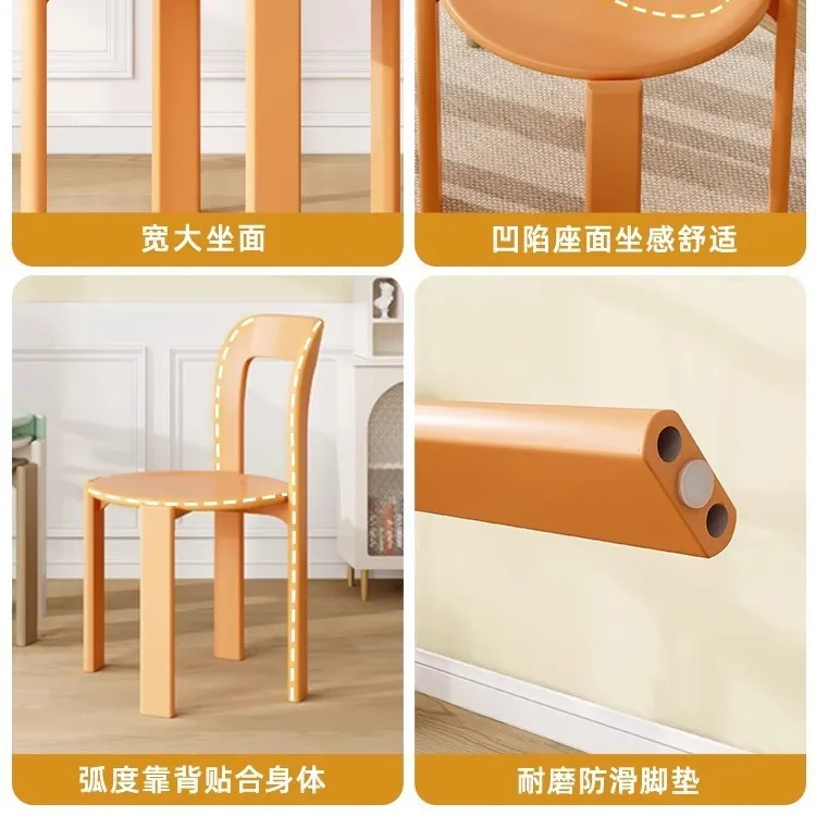 Nordic Thickened Plastic Creative Household Back Chair Simple Stackable Restaurant Dining  Leisure Dining Table Chair