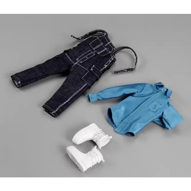 

1/6 Scale Male Suspender Jeans Blue Shirt Shoes Set Casual Clothes Model for 12'' Action Toy Figures Soldier Body Gift Display