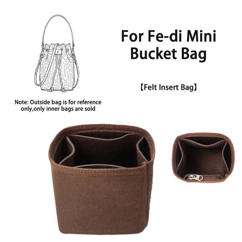 EverToner Ultra-Light Zippered Felt Organizer Insert for Fe-di Mini Bucket Bag Tidy Storage Makeup Bag Accesories