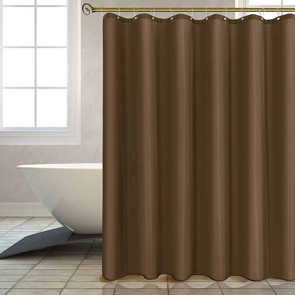 Heavy Duty Solid Shower Curtain Fabric Waterproof Bathroom Curtain Long Stall Size 230/200CM Black White Grey Brown Blue Color