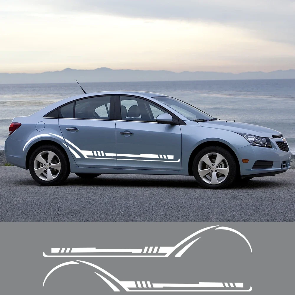 

2 шт., наклейки на боковую дверь автомобиля, виниловые водонепроницаемые спортивные полосы, пленка, наклейки, графическое украшение, автостайлинг, аксессуары «сделай сам»