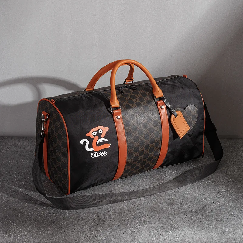 

Luxury Design Handbag Men Plaid Patchwork Travel Totes Large Capacity Top-Handle Bags Fashion Crossbody Bag Men Luggage Bags