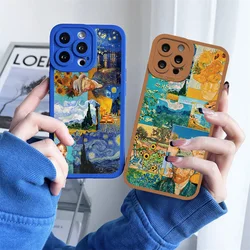 Vintage Van Gogh Phone Case for iPhone 8 7 Plus SE2 13 12 11 14 Pro Max Puzzle Illustration Phone Back Cover for iPhone X XS XR
