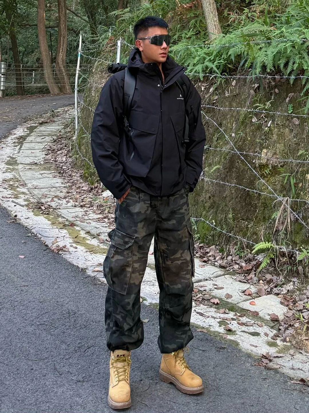 

Мужские рабочие брюки цвета хаки с камуфляжным принтом, свободные, широкие, прямого кроя, осенние, повседневные, с большими карманами