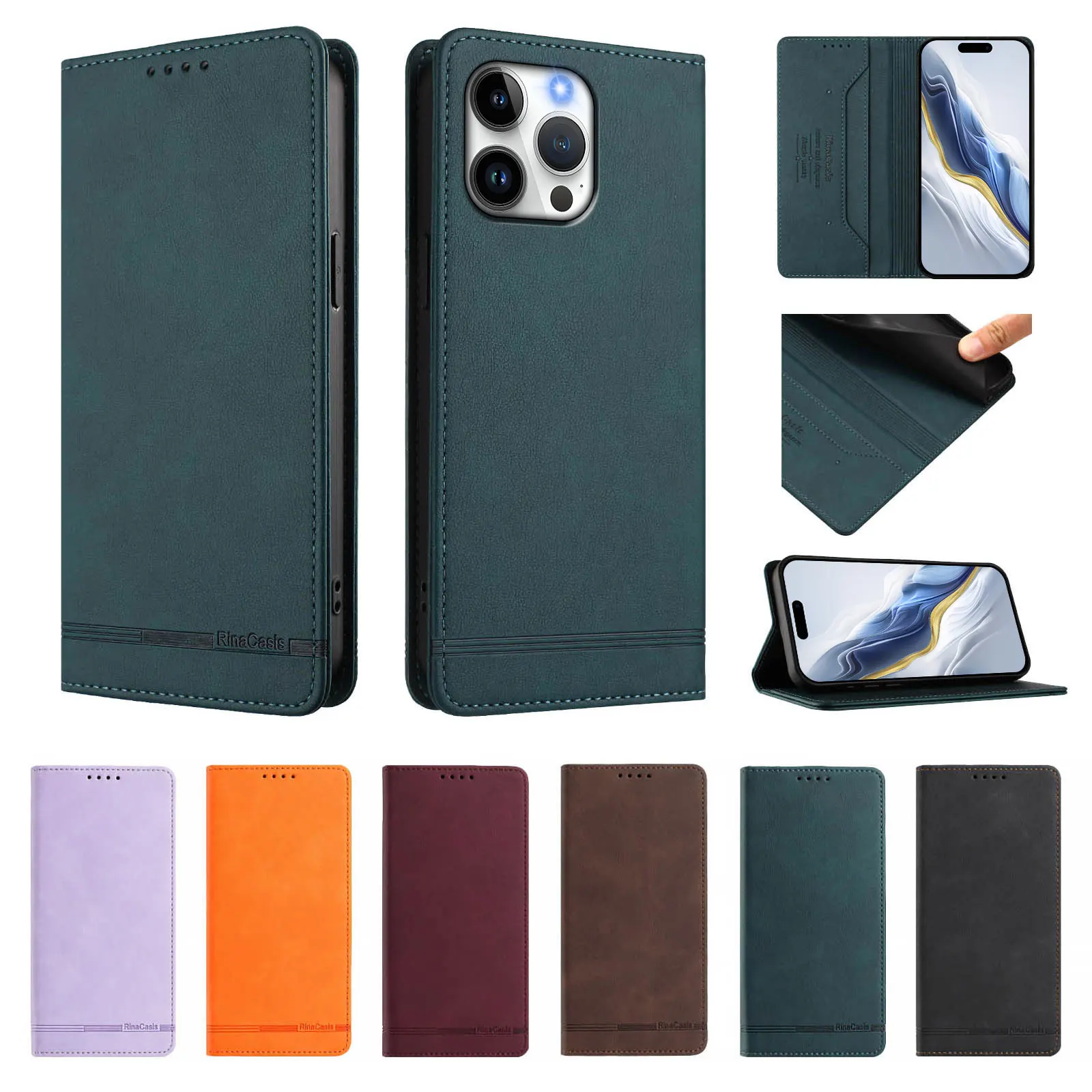 Funda con tapa de bloqueo RFID para Oukitel C69 C68 C65 C62 C59 C58 C57 C53 C51 C38 C37 C35 C32, funda de cuero Retro con 1 tarjetero cerrado