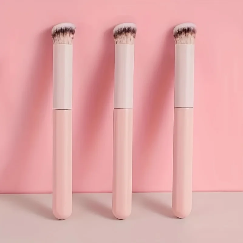 4 Stück Mini-Flachpinsel für Concealer-Mischung und Make-up-Fixierung, Nasenkontur und Details unter den Augen, weiche synthetische Borsten