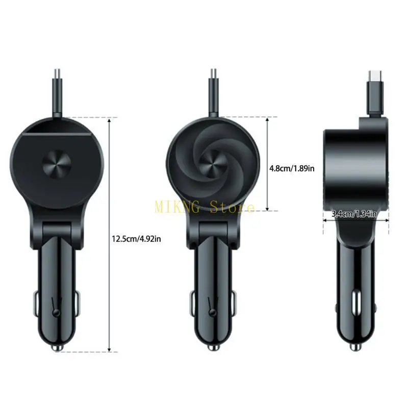 Adaptador carga automóviles multifuncional con salida triple que puede extender cable Tipo C Mejor venta