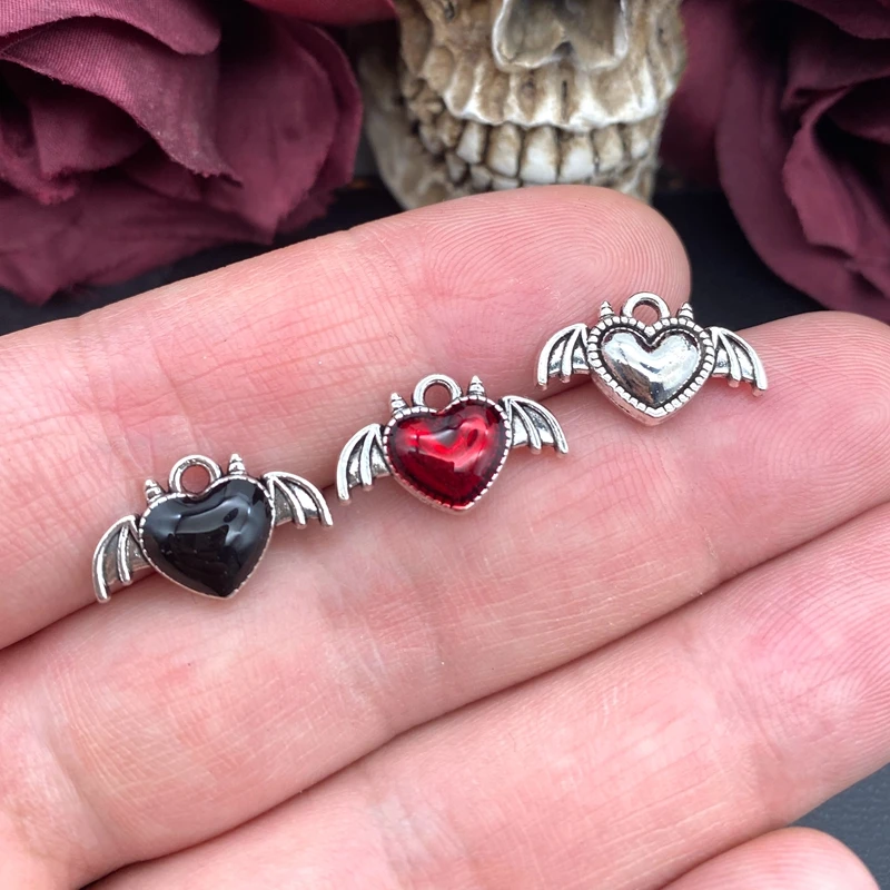 10pcs Gothic Devil's Wings Charms for DIY Jewelry Making