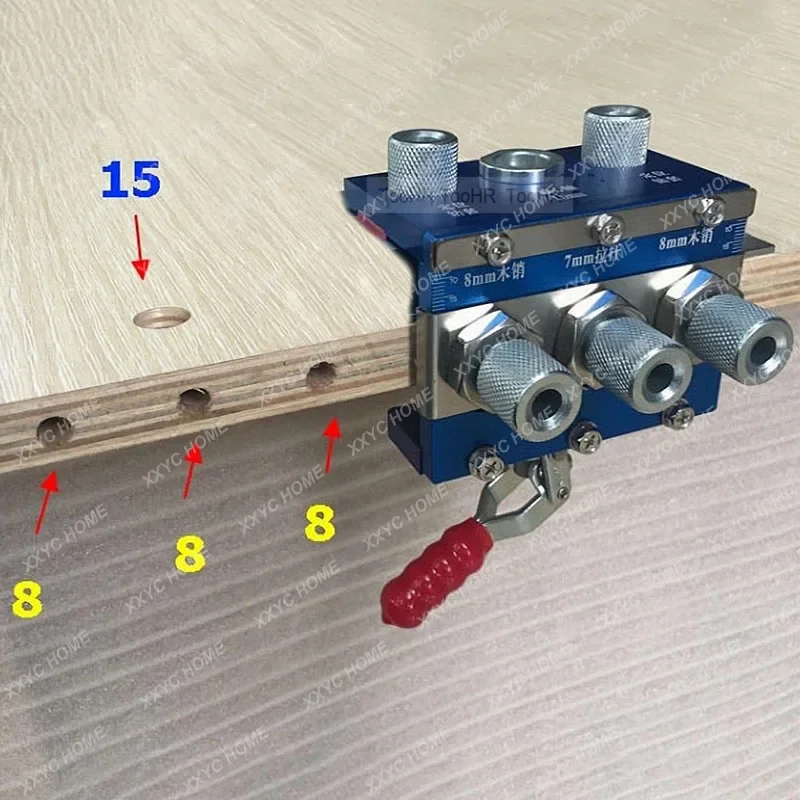 Quick Clamp Doweling Jig Woodworking Pocket 3 in 1 Hole Jig 8MM 10MM Drilling Guide Locator Puncher Tools Dowel Jig