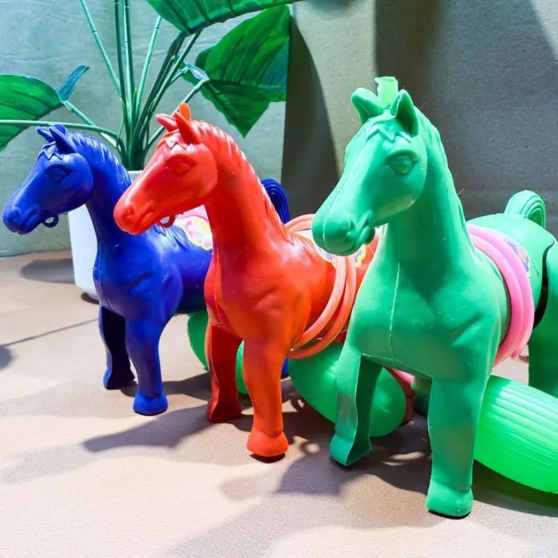 2 個子供ハッピータイムおもちゃ空気圧フォワードかわいいポニー型プレスエアバッグエクササイズ子供の指の柔軟性インタラクティブギフト