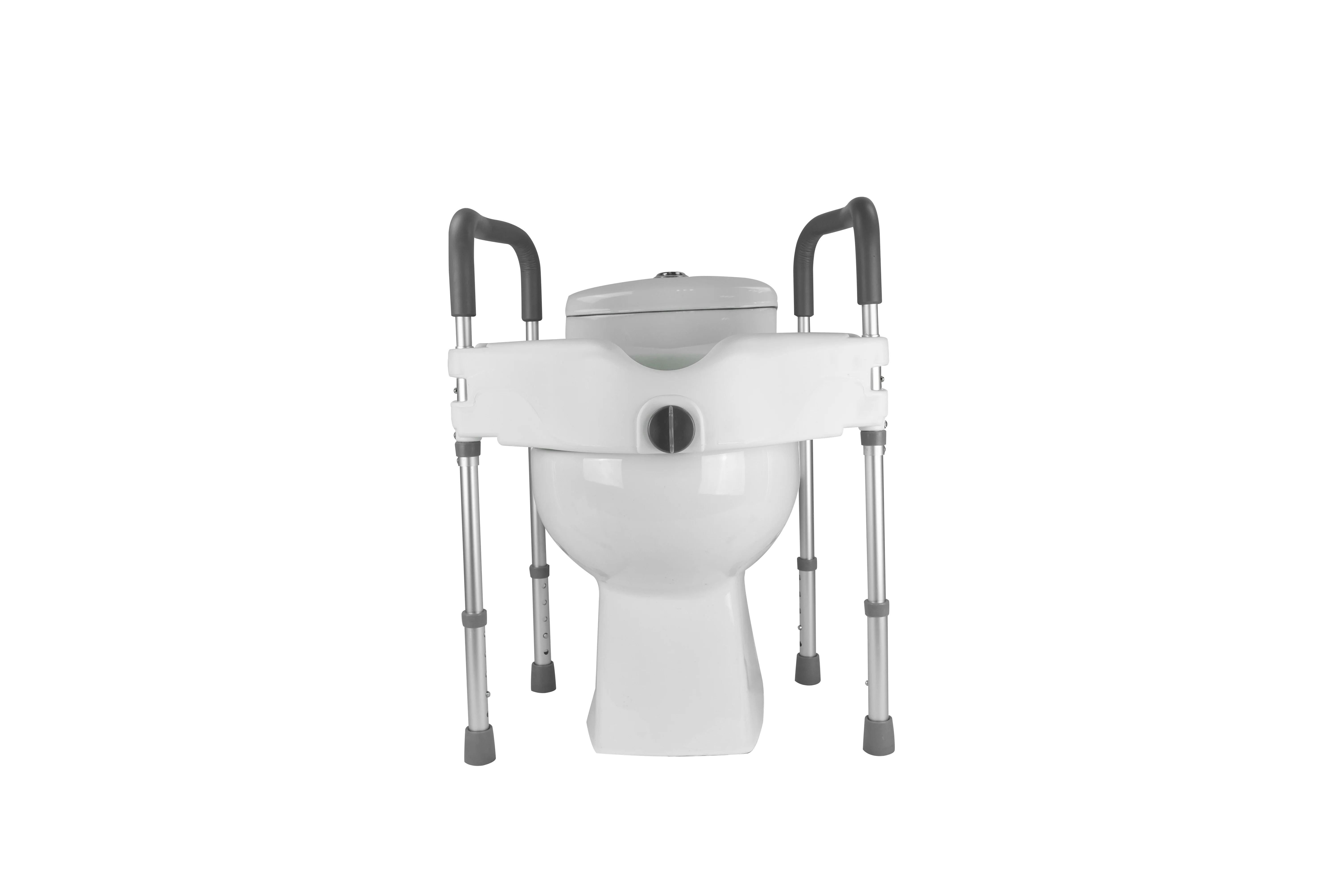Removable raised toilet seat with armrests and legs