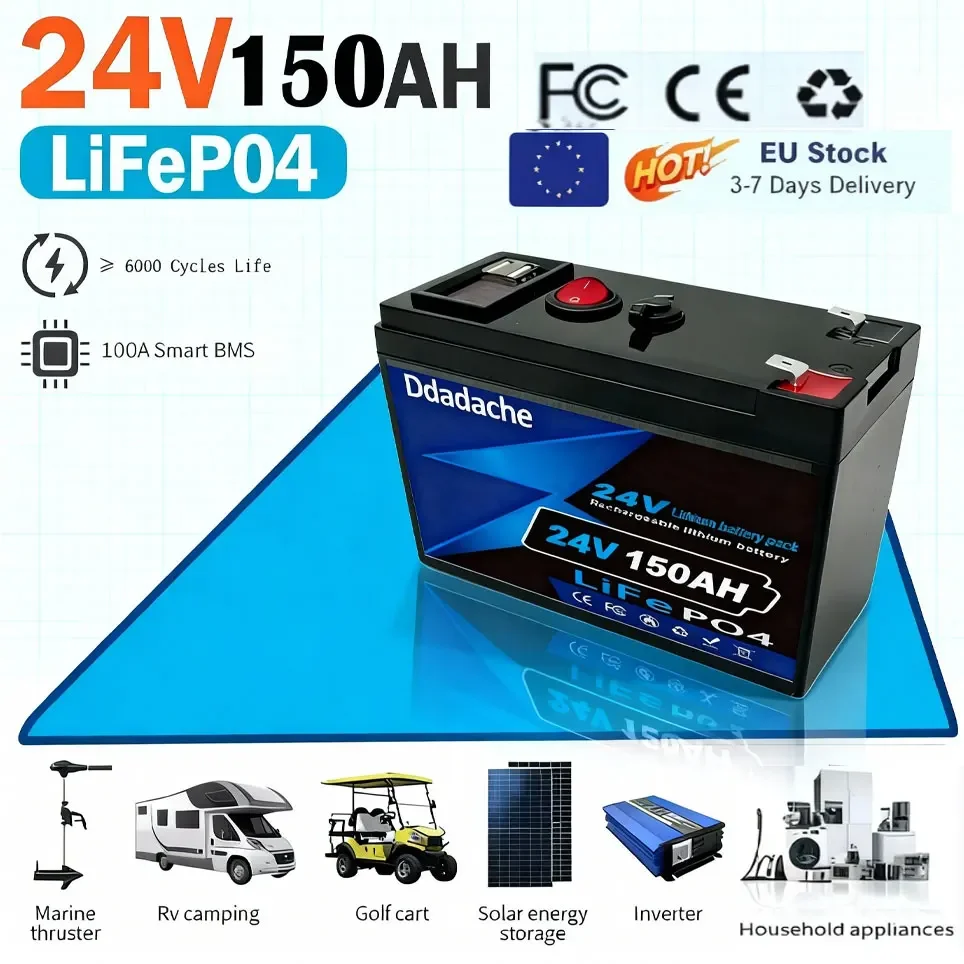 Batteria al litio LiFePO4 24V 120Ah, oltre 4000 cicli di carica e scarica profonda, per giocattoli Power Wheels, scooter, radio, UPS, ecoscandaglio per kayak, pannello solare