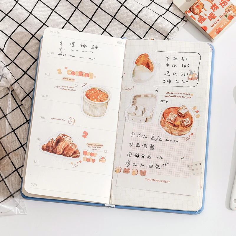 45pcs Warn Baking Stickers Boxed Set Bread Cake Donuts Decoration Adhesive Note for Diary Album Journal School A7158