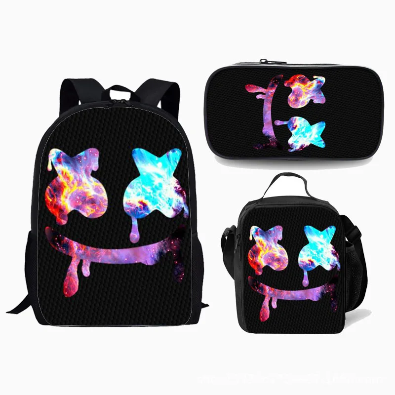 Набор студенческих книжных сумок 3 в 1, легкий рюкзак DJ M-Marshmello + сумка на одно плечо + пенал, повседневный рюкзак для детей и подростков