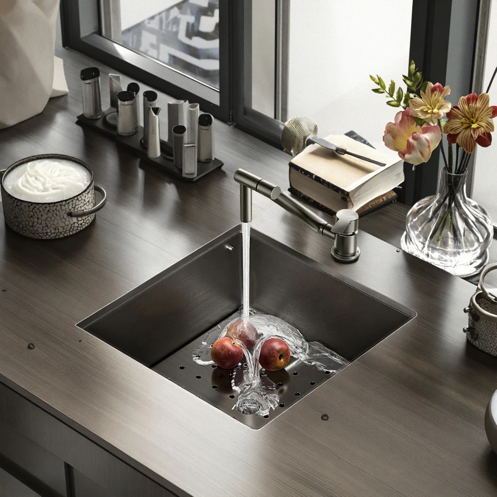 

Small Modern SUS304 Multifunctional Drop-in Commercial Bar Single Bowl Sink, No Faucet