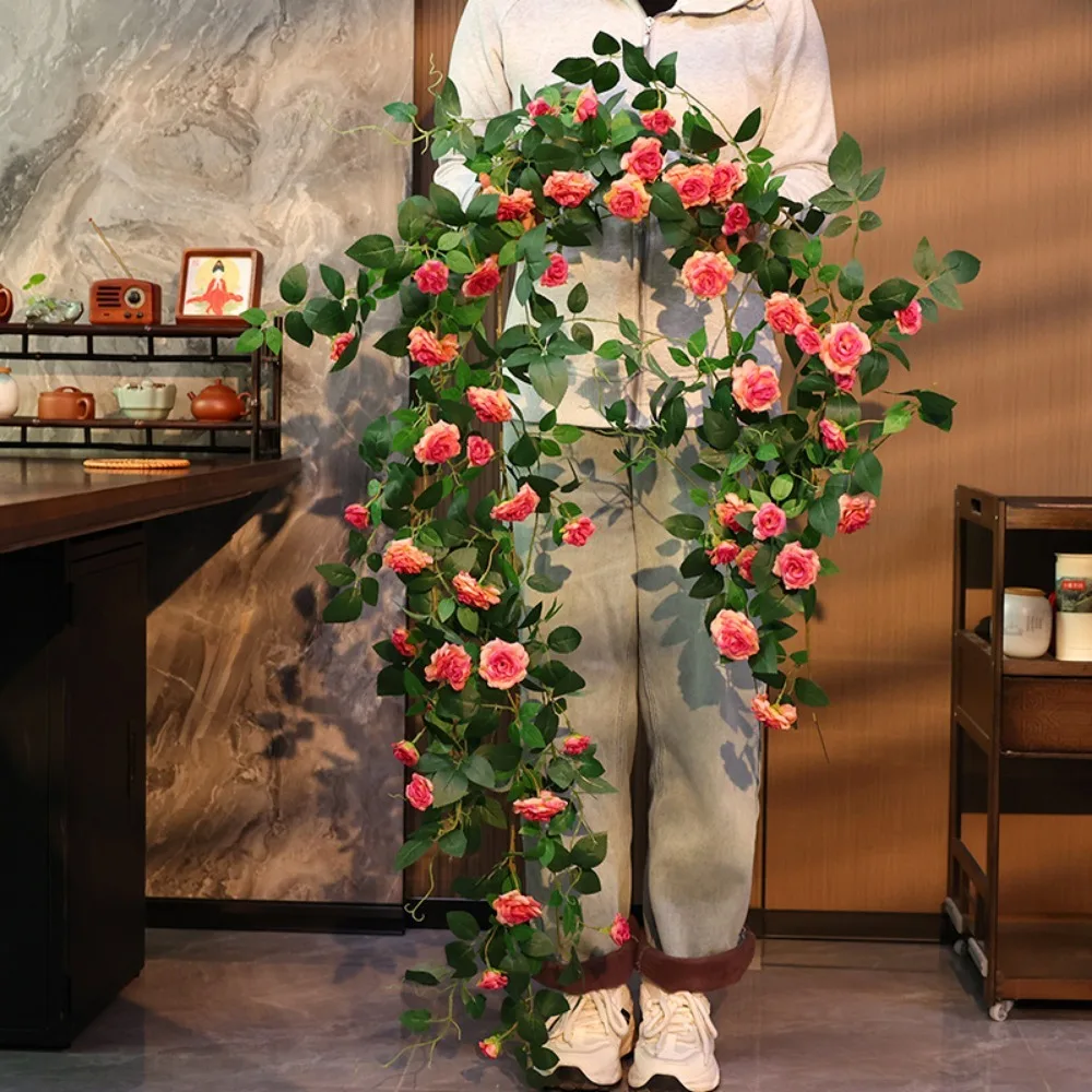 

1pc Artificial Flower Silk Rose Flower Head Vine Hanging Wall Home Garden Birthday Party Decoration Supplies