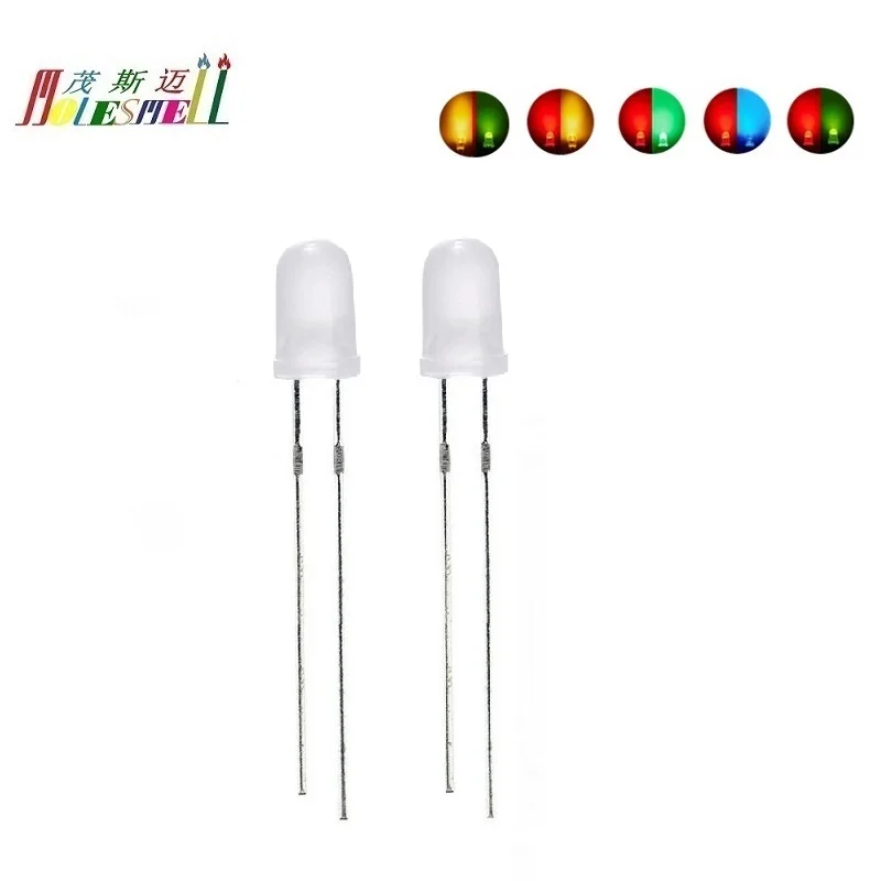 10 sztuk 5mm 2-Pin LED czerwony/żółty czerwony/niebieski czerwony/zielony żółty/zielony dwukolorowe rozproszone podwójne dwukolorowe diody LED zmieniające polary