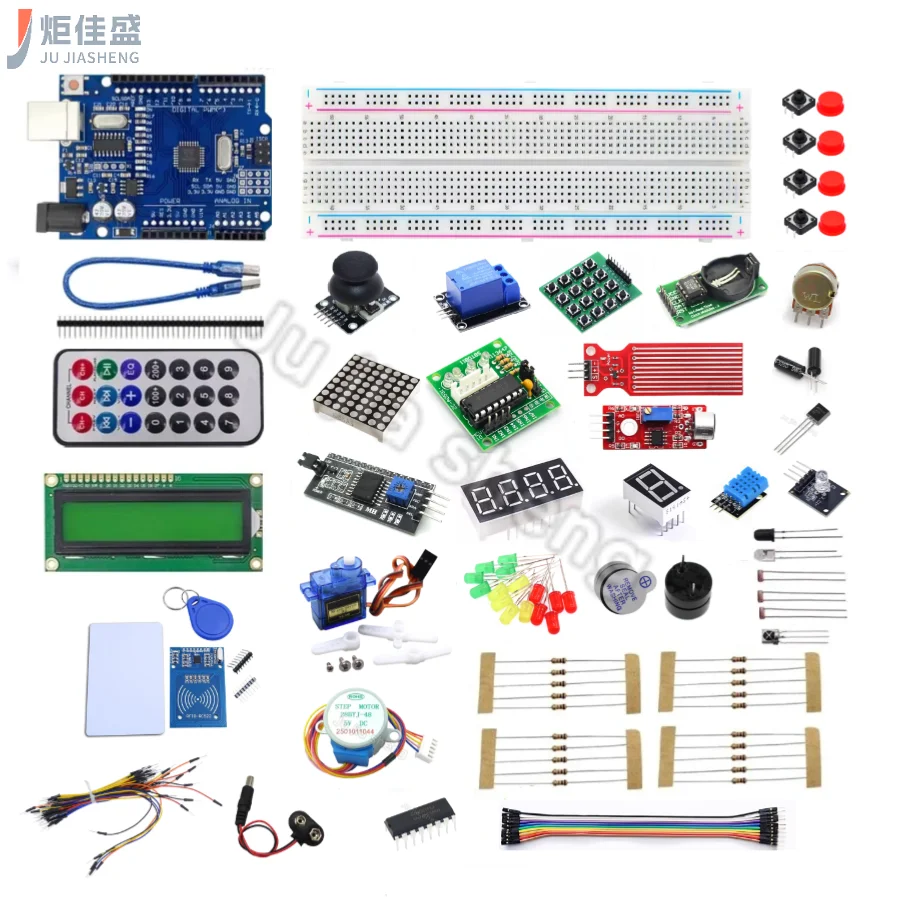 Starter-Kit für Arduino Uno R3 – Uno R3 Steckbrett und Halter Schrittmotor / Servo /1602 LCD / Überbrückungskabel / UNO R3