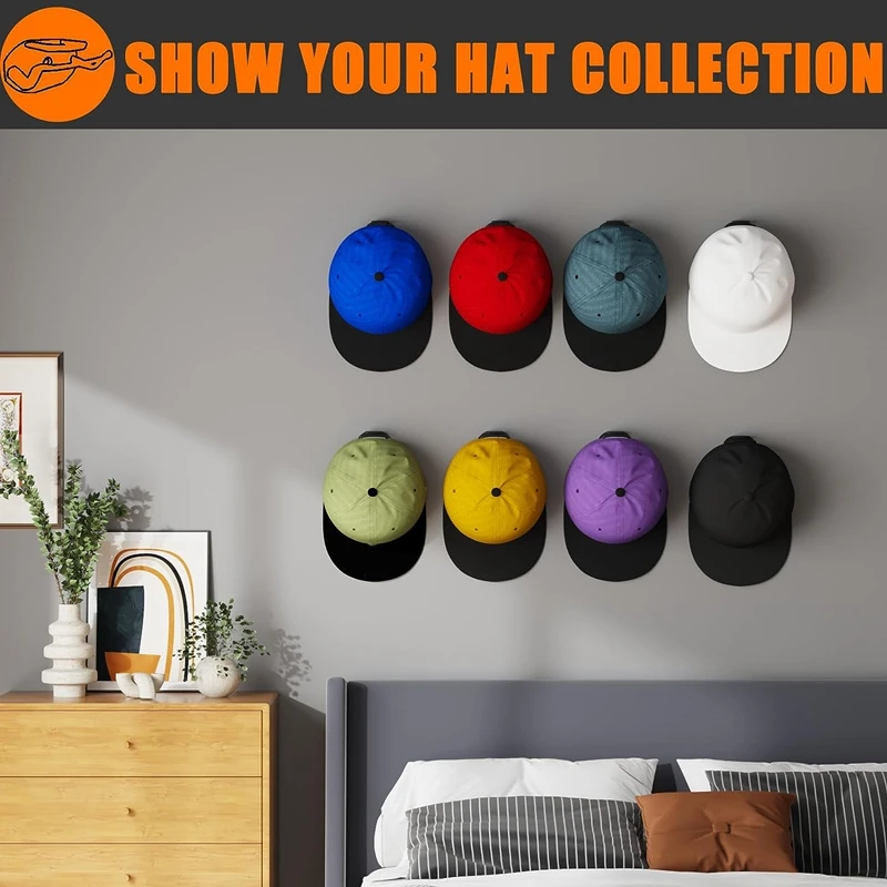 HOT SALE 24 Pack Adhesive Hat Hooks For Wall, Hat Rack Hat Organizer Display For Home Decor, Hat Hold Hanger For Wall,Door,Close