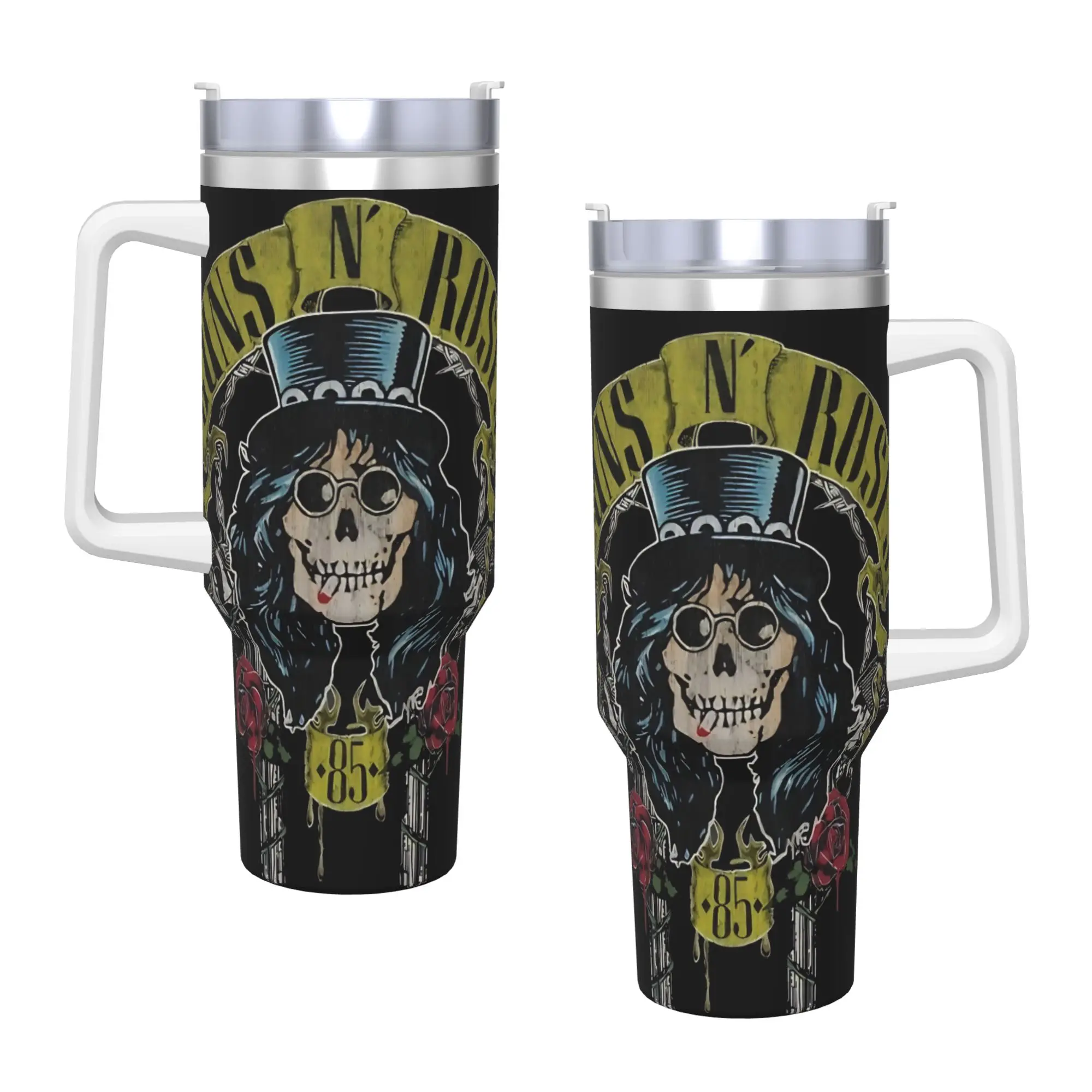 

Guns N Roses Band Tumbler Cold and Hot Water Bottle Heat Preservation Stainless Steel Coffee Mug Graphic Travel Car Mugs