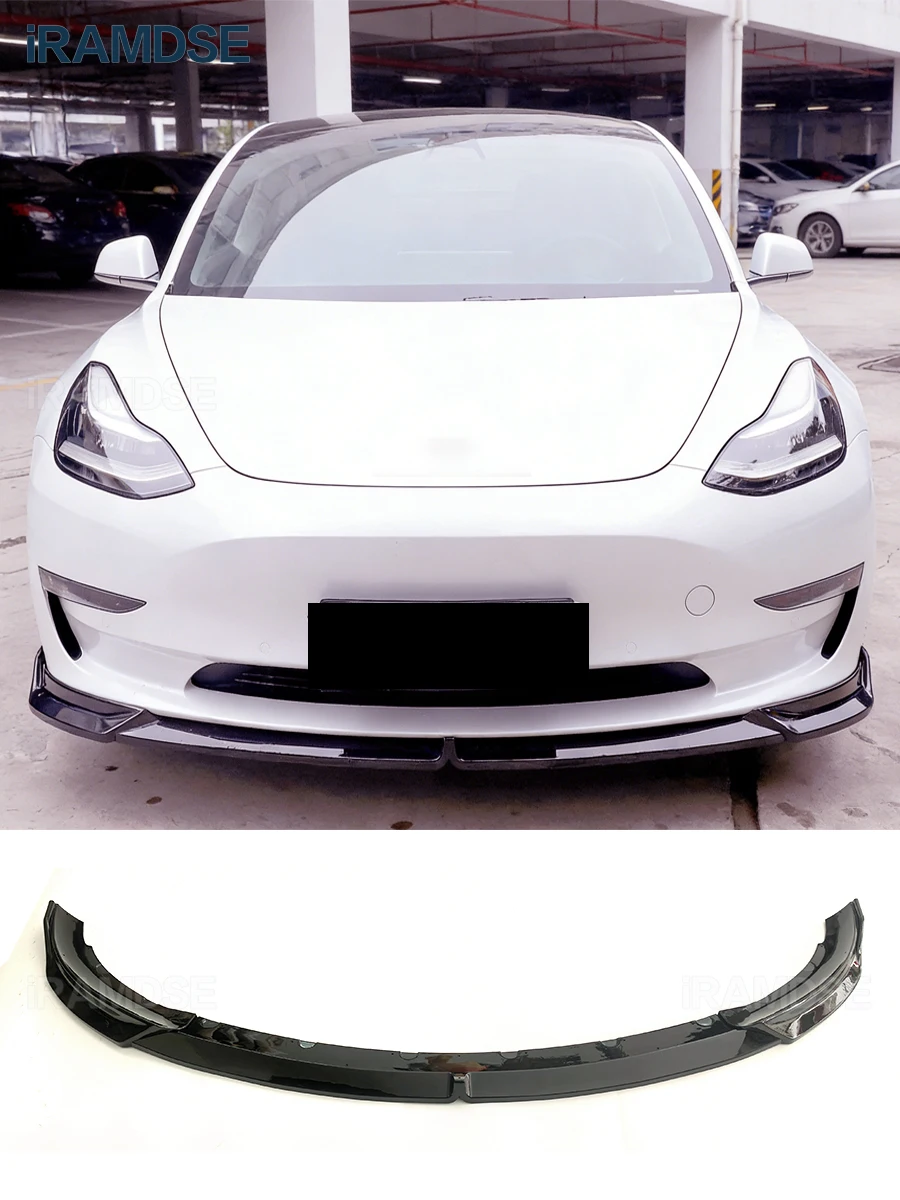 

Накладка на передний бампер для Tesla Model 3 2019-2024, сплиттер, обвес, спойлер, черные накладки, аксессуары