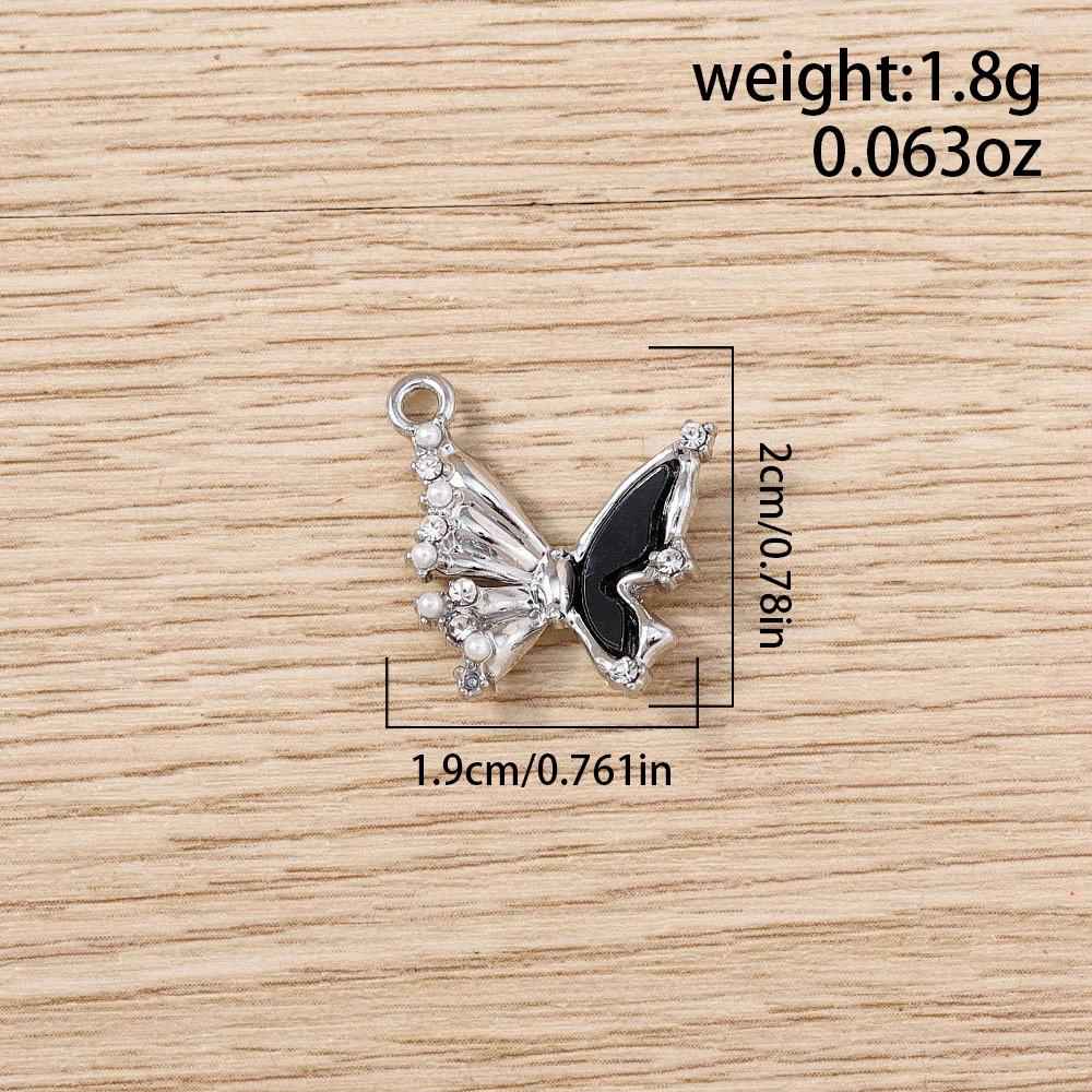 5 Stück 19x20mm Niedliche Kristall-Emaille Fliegende Schmetterling-Anhänger für Schmuckherstellung DIY Ohrhänger Halsketten Zubehör – Detail 1
