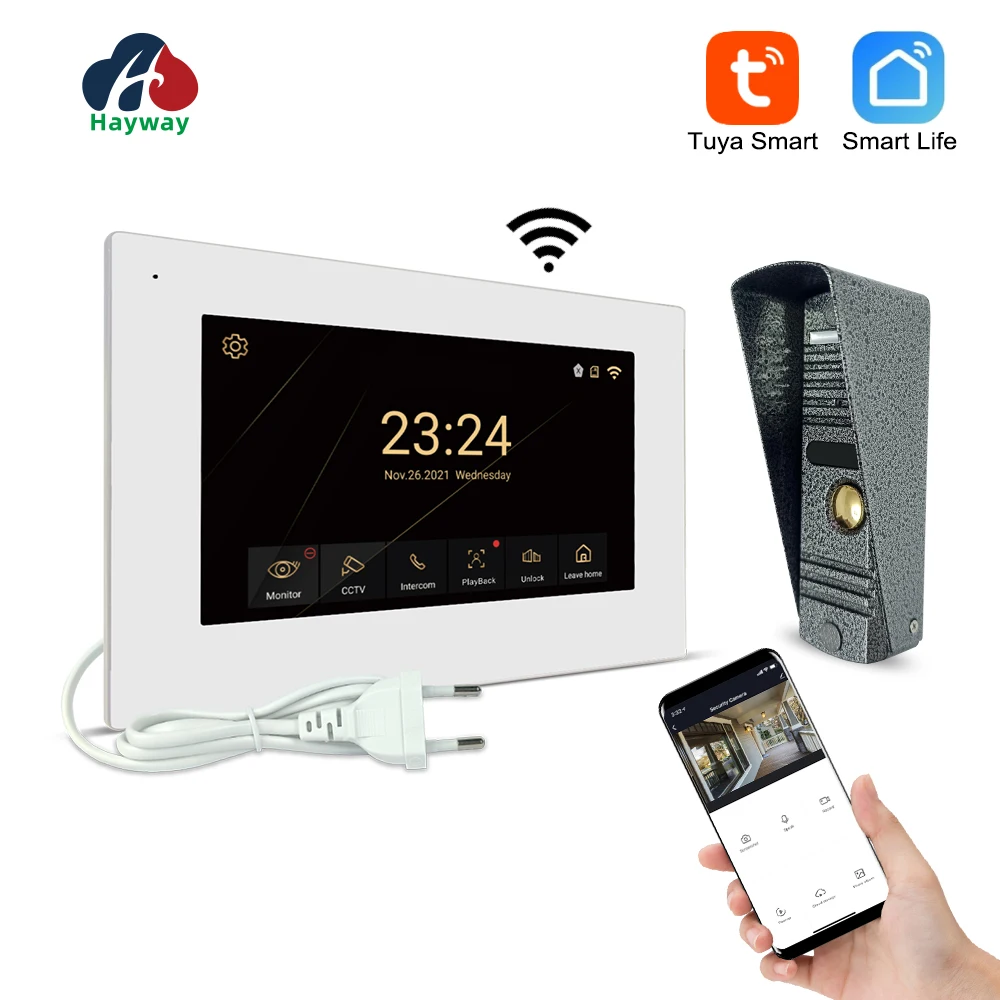 Imagem -03 - Hayway-intercomunicador Visual Doméstico Campainha de Vídeo Câmera para Apartamento Tuya Smart Monitor Full Touch Suporte Detecção de Movimento 1080p