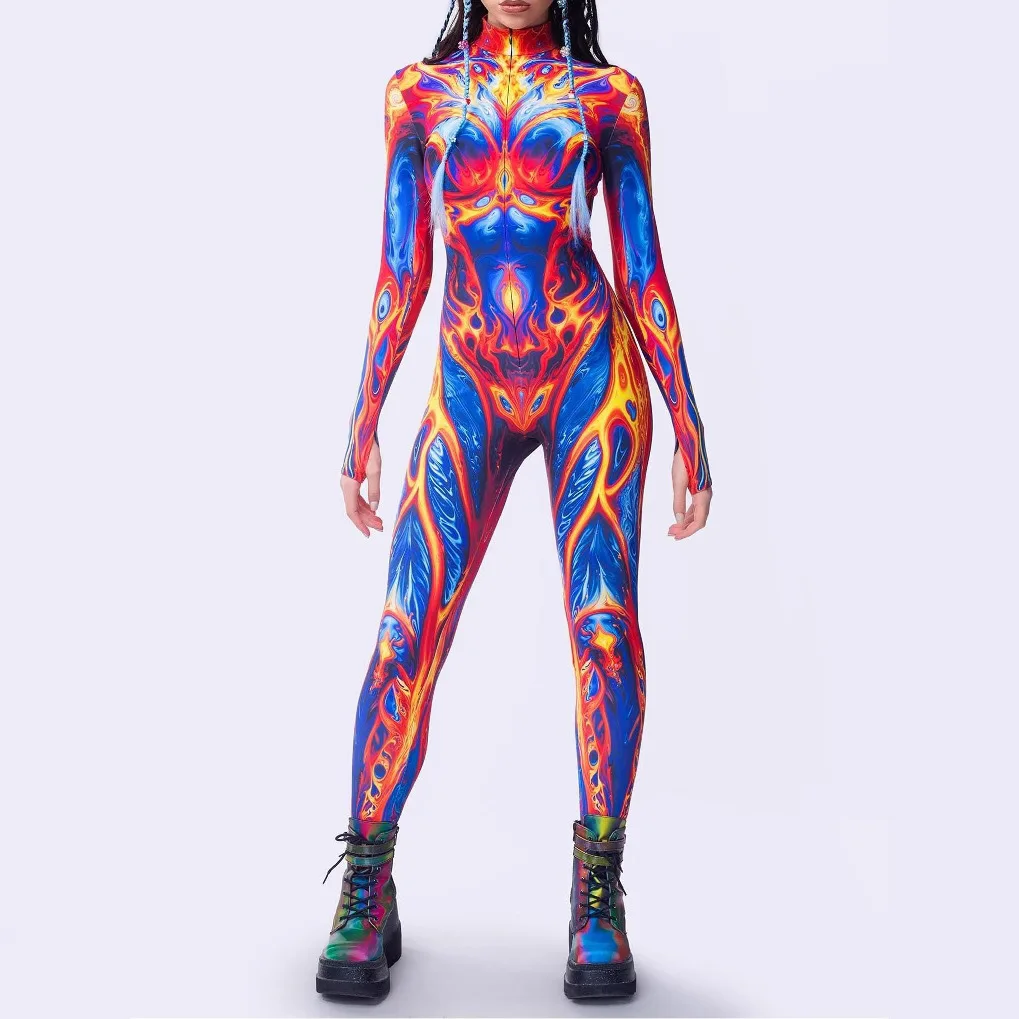 

Cool Cyber Punk Armour Bodysuit Women Cosplay Zentai Steampunk Tights Costume Halloween Shows Perfermence Party Jumpsuit