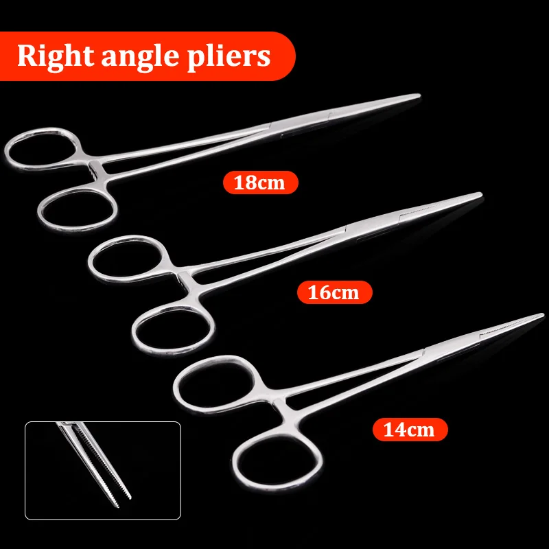 14Cm/16Cm/18Cm Stainless Steel Needle Holder Forceps Hemostatic Clamp Tool Animal Veterinary Surgical Suture Instrument Tools