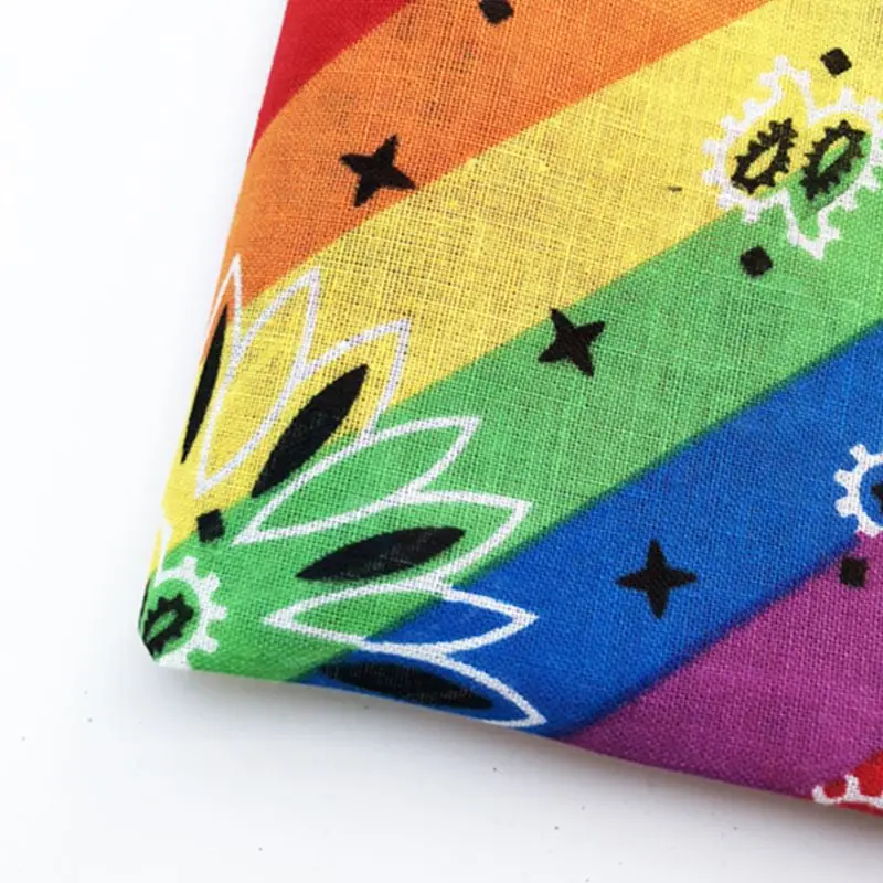 Hip Hop Baumwoll-Mehrzweck-Bandana, quadratischer Schal, Regenbogen-Paisley-Stirnband