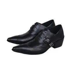 Pointed Toe High Heels Men Oxfords Genuine Leather Dress Shoes Mens Business Work Shoes Mens Height Increase Wedding Shoes 45 46