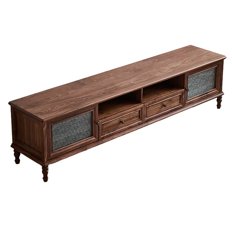 North American Black Walnut TV Cabinet Nordic All Solid Wood Living Room Floor Simple Audio-visual Cabinet