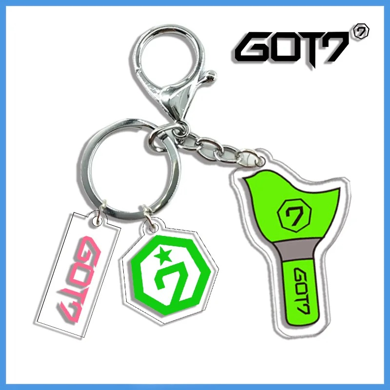 Idols GOT7 Light Stick Pendant Keychain HD Photo Acrylic Keyring Jackson JB BAMBAM MARK YoungJae Fans Collections