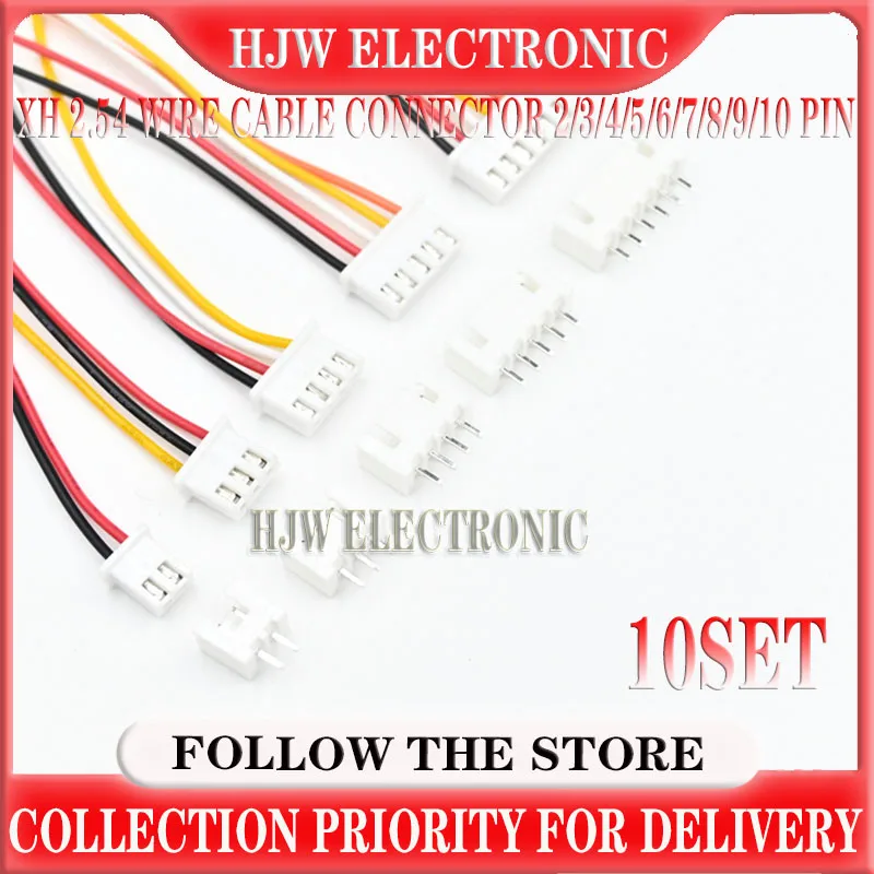 10sets Jst Xh2.54mm Xh 2.54 Wire Cable Connector 2/3/4/5/6/7/8/9/10 Pin Pitch Male Female Plug Socket 20cm Wire Length 26awg