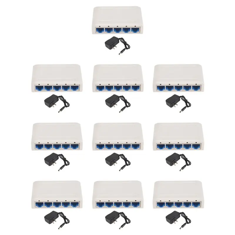 

Эффективный 5-портовый сетевой коммутатор 10X, сетевой хаб, настольный Ethernet-сплиттер, экранированные порты Plug & Play, бесшумный, безвентиляторный