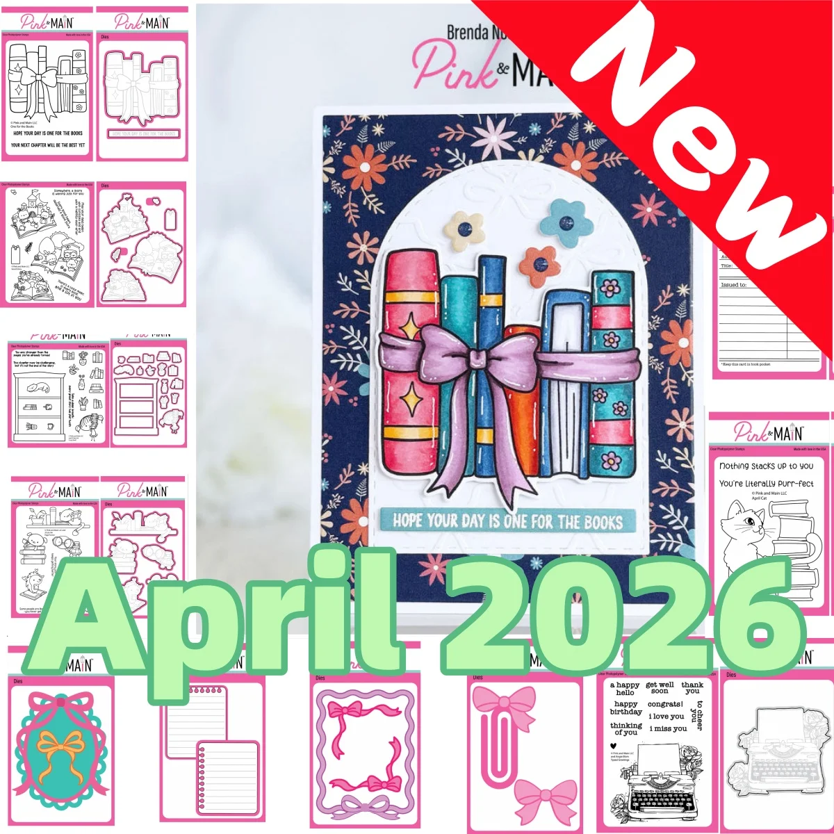 Abril 2026 Story Book Shelf Bow Printer Sellos transparentes y troqueles de corte de metal para manualidades DIY, tarjetas de regalo, álbumes de recortes y decoración en relieve