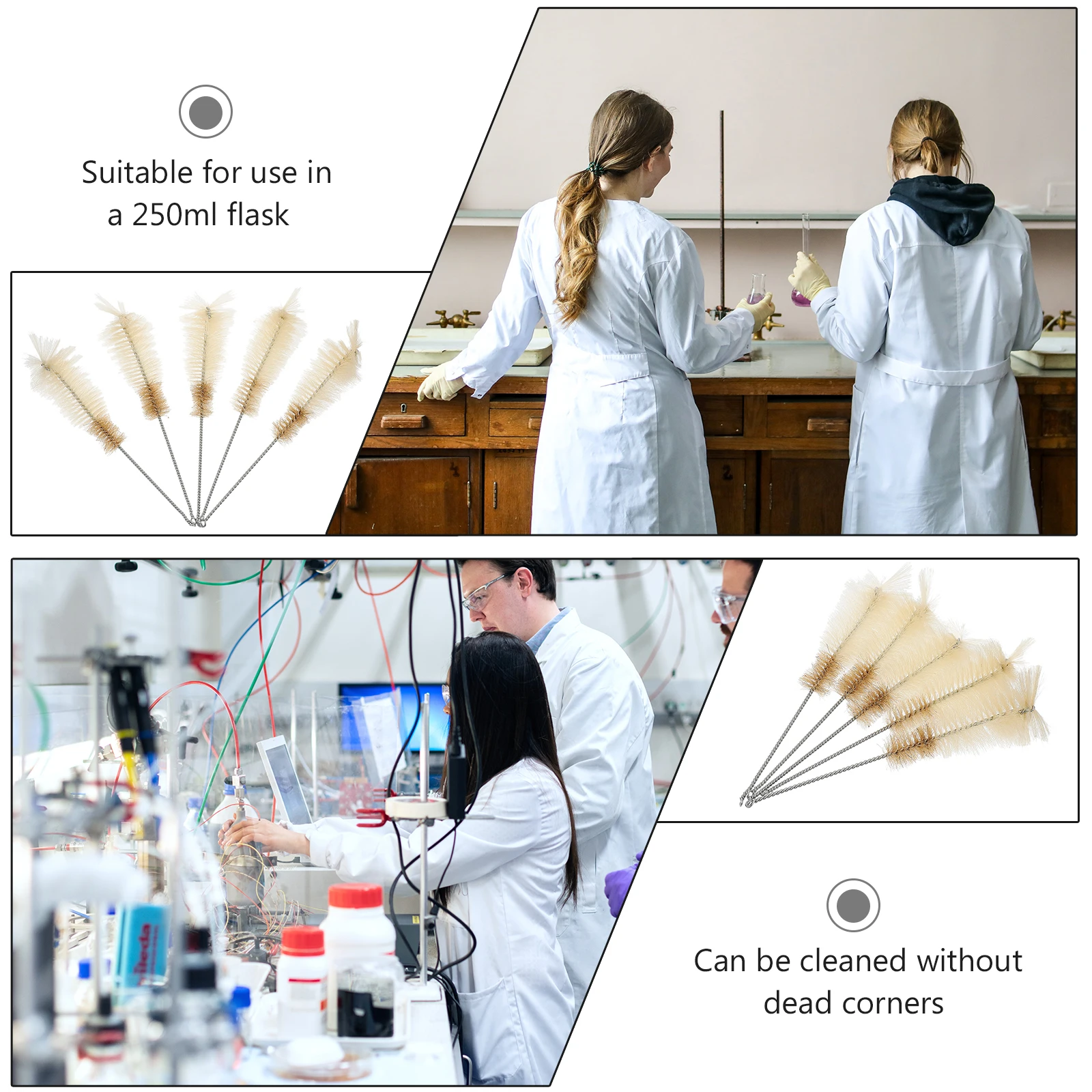 

5pcs Test Tube Brush High-Quality Laboratory Cleaning Brushes Conical Flask Bristles Erlenmeyer Cleaner Boiling Flask