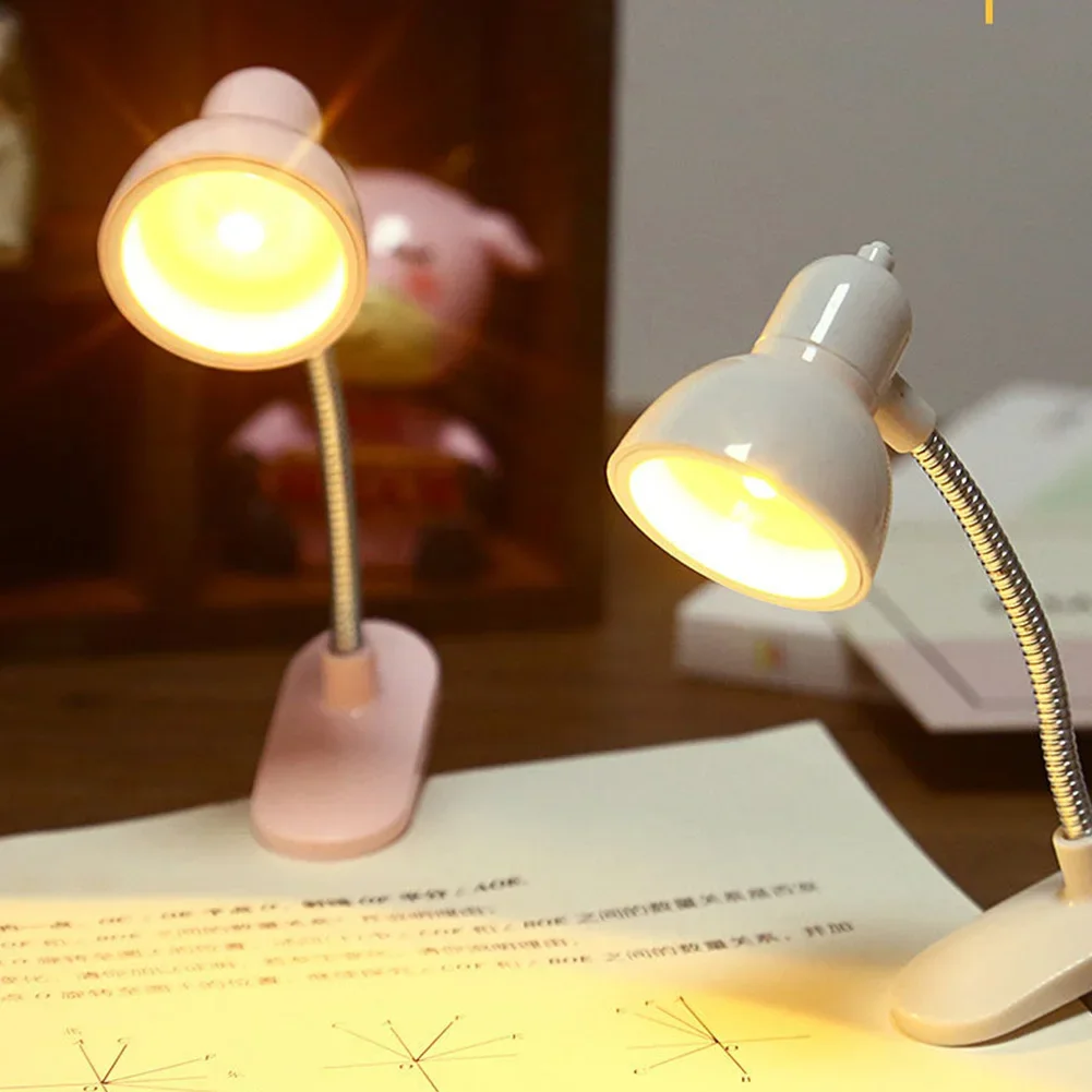 Cute Mini Lamp to Read Book Eye Protection Rotatable Reading Lamp with Clamp Reading Lights for Books Desk Table Bedroom