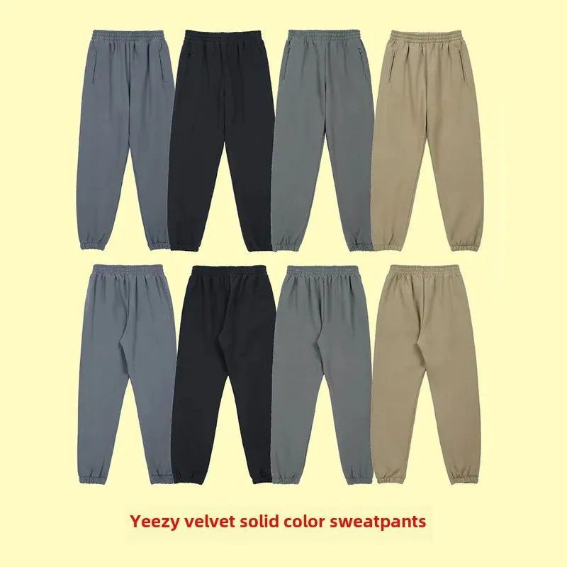 Yeezy Season6 Kanye Same Fleece-lined Loose Fit Unisex Casual Pants Wearloose-fittrousers For Market Difference