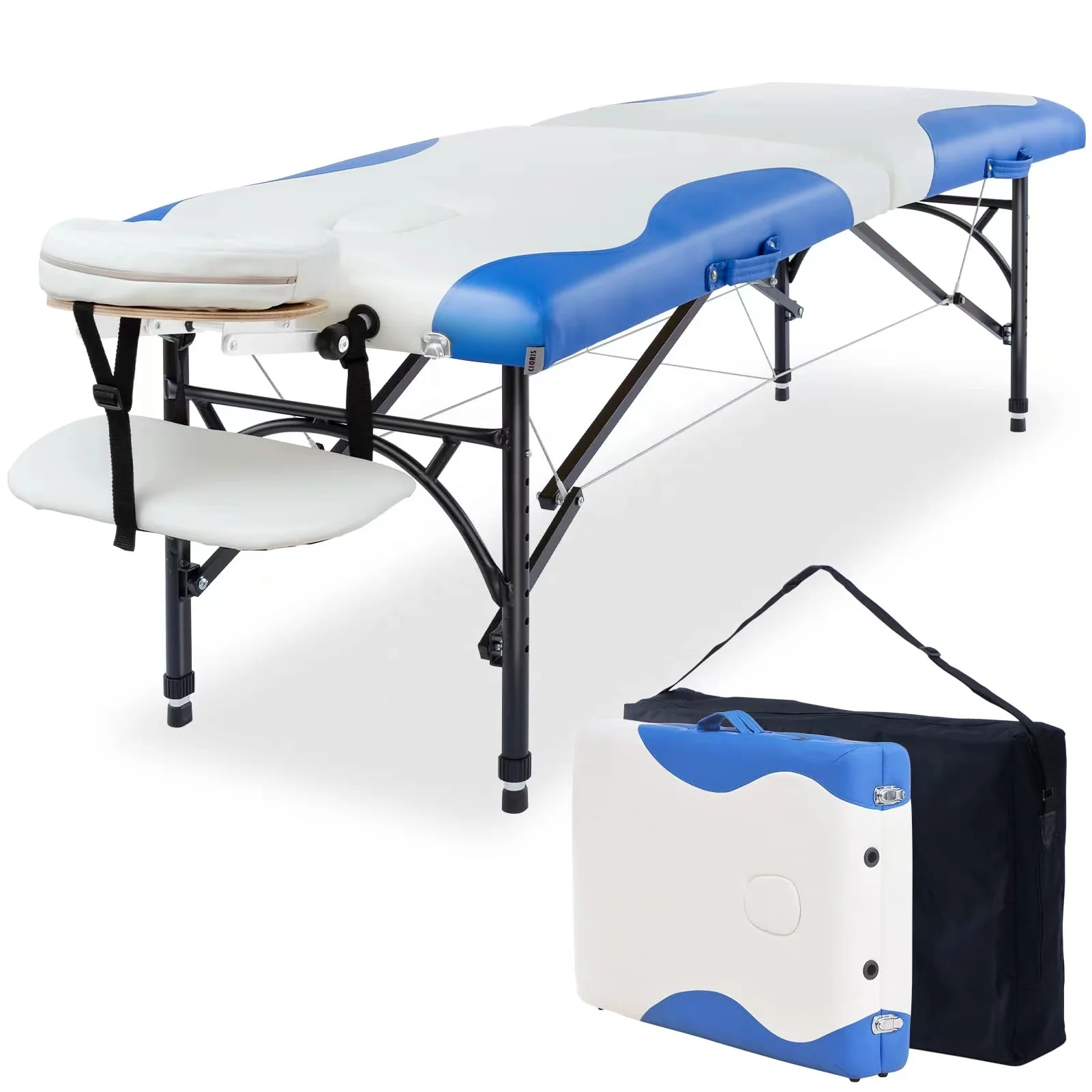 

Professional Massage Table Portable 2 Folding Lightweight Facial Salon SPA Bed Adjustable With Carrying Bag