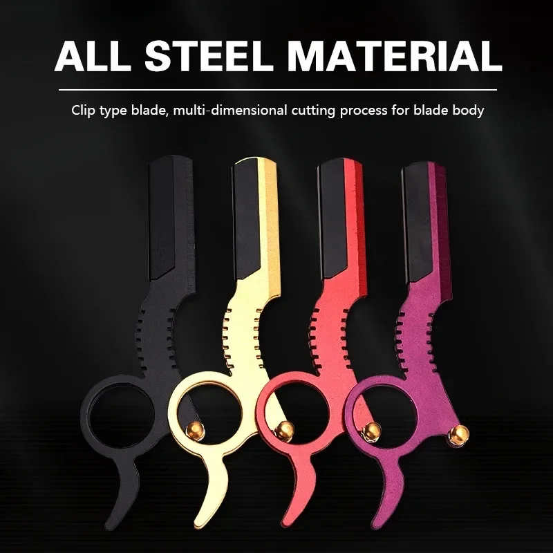 Foldable Barber Razor Haircut Beard Eyebrow Portable Shaving Tool Depilation Razor Hairdresser Trimming Blades Replaceable