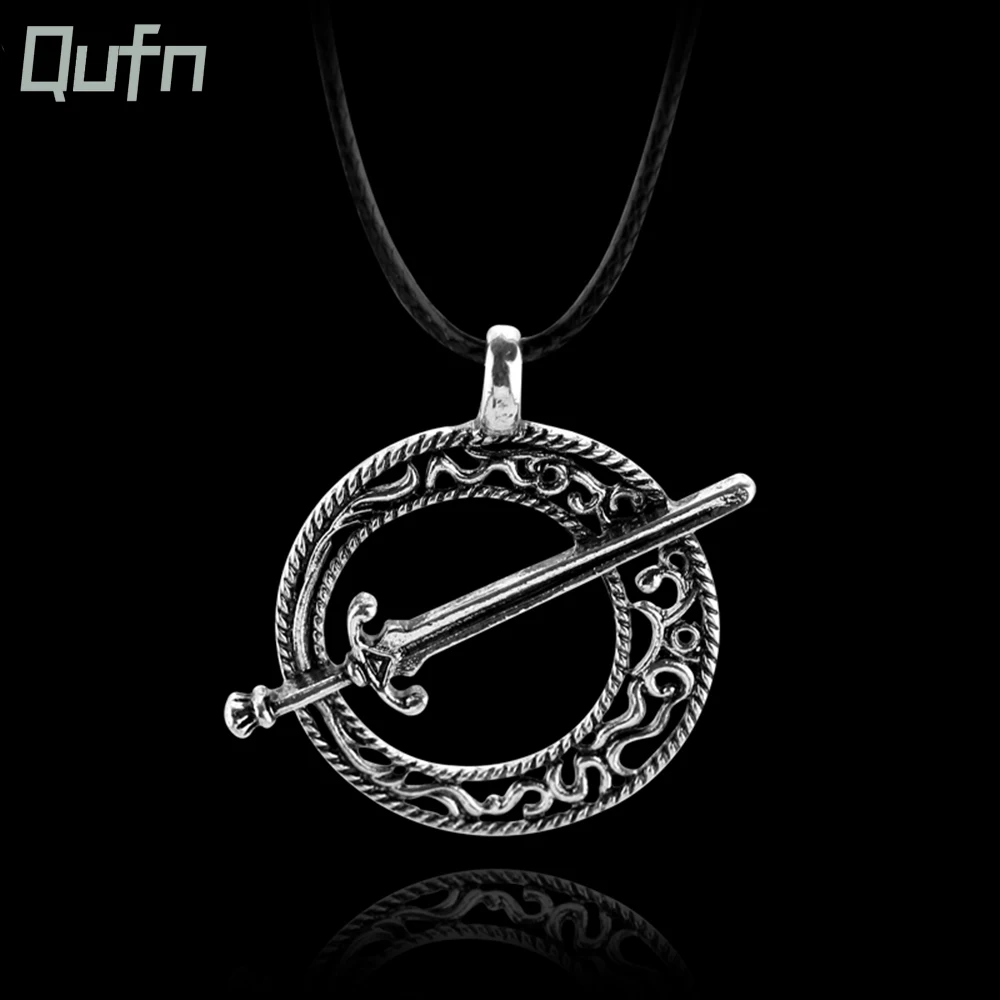 Vintage Sword Round Viking Metal Pendants Necklace Leather Rope Chain Choker Men Women Jewelry Accessories Gifts For Friends