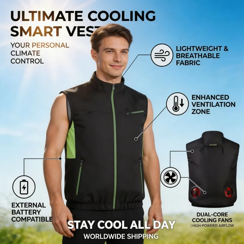 

Fashion Men Fan Vest Summer Air Conditioning Clothing -13℃ Cooling Jacket USB Charging Cooling Sports Man Outdoor Fishing M-4XL