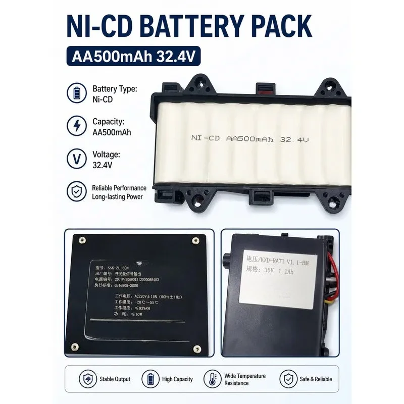 for SSK-ZL-30N Intrinsically Safe Combustible Gas Alarm Controller Battery NI-CD AA 500mAh 32.4V Replacement Power Supply
